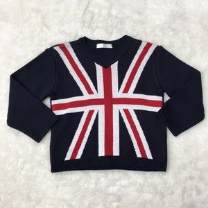 Paola Tricot Kids Union Jack Navy Blue Knit Sweater Size 2 Y